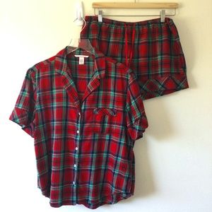 Victoria's Secret Plaid Flannel Short Pajama Set M